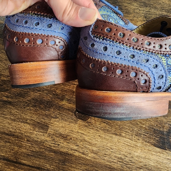 Robert Graham Two-Tone Brown and Blue Paisley Oxfords